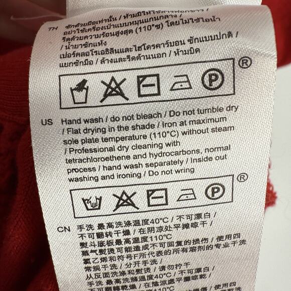 Maje Linen Short Sleeve Tee Women Size 2 V Neck Crochet Eyelet Red Pull Over - Picture 7 of 11